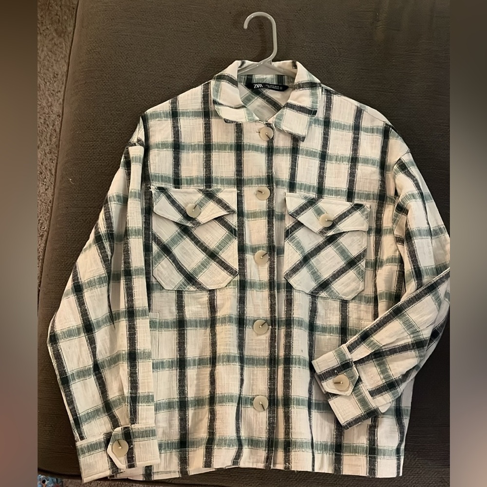 Zara Plaid Oversized Jacket Shirt